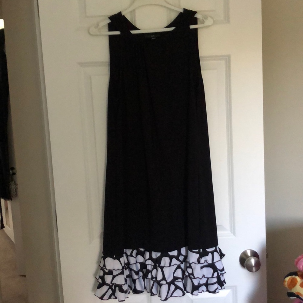 Black Tank Dress White Ruffle Trim
